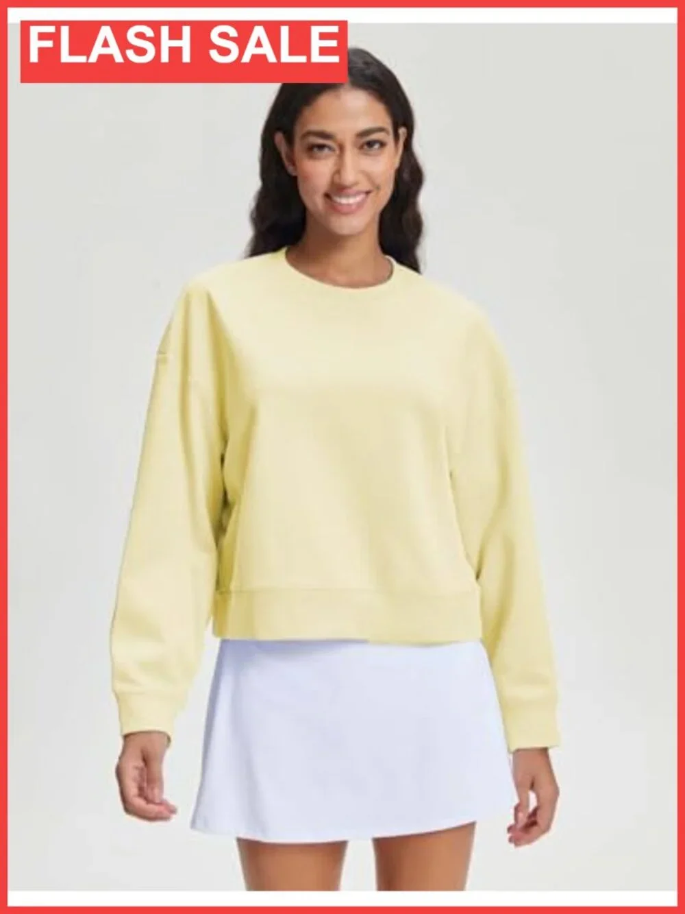 Stelle Women's Cropped Crewneck Sweatshirt Relaxed Fit Pullover Long Sleeve